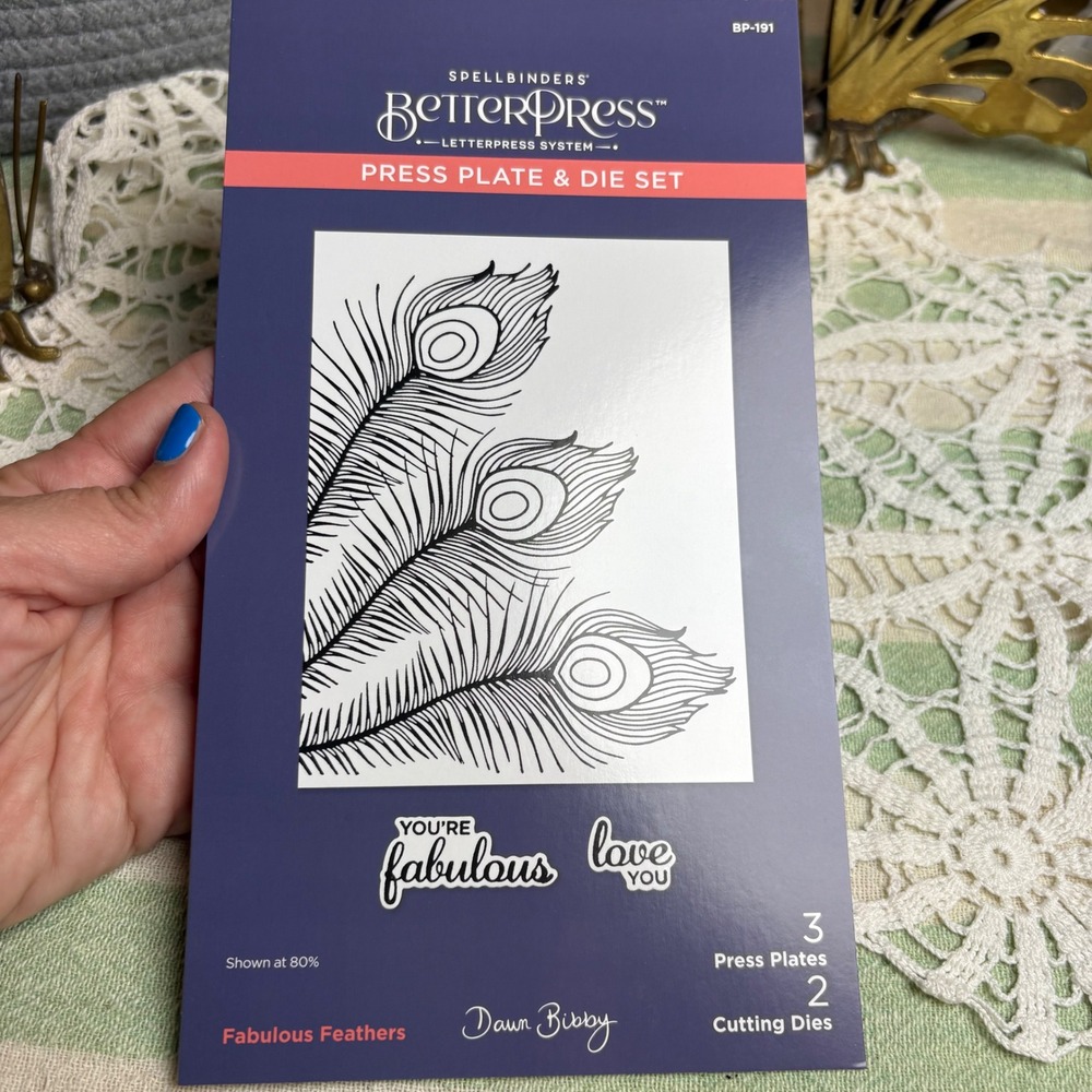 Spellbinders BetterPress Press Plate Die Set Peacock Feathers Metal BP-191